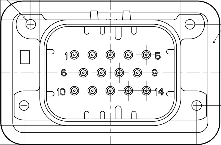 Dash-6.8 14-pin connector drawing